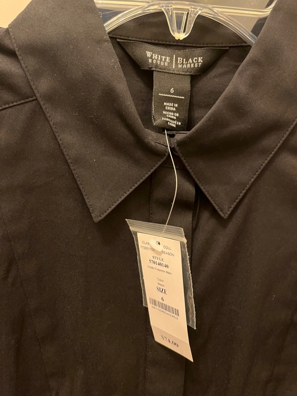 WHITE HOUSE/BLACK MARKET Short-Sleeve Button-Down Shirt - BLACK - SIZE 6 - Picture 2 of 11